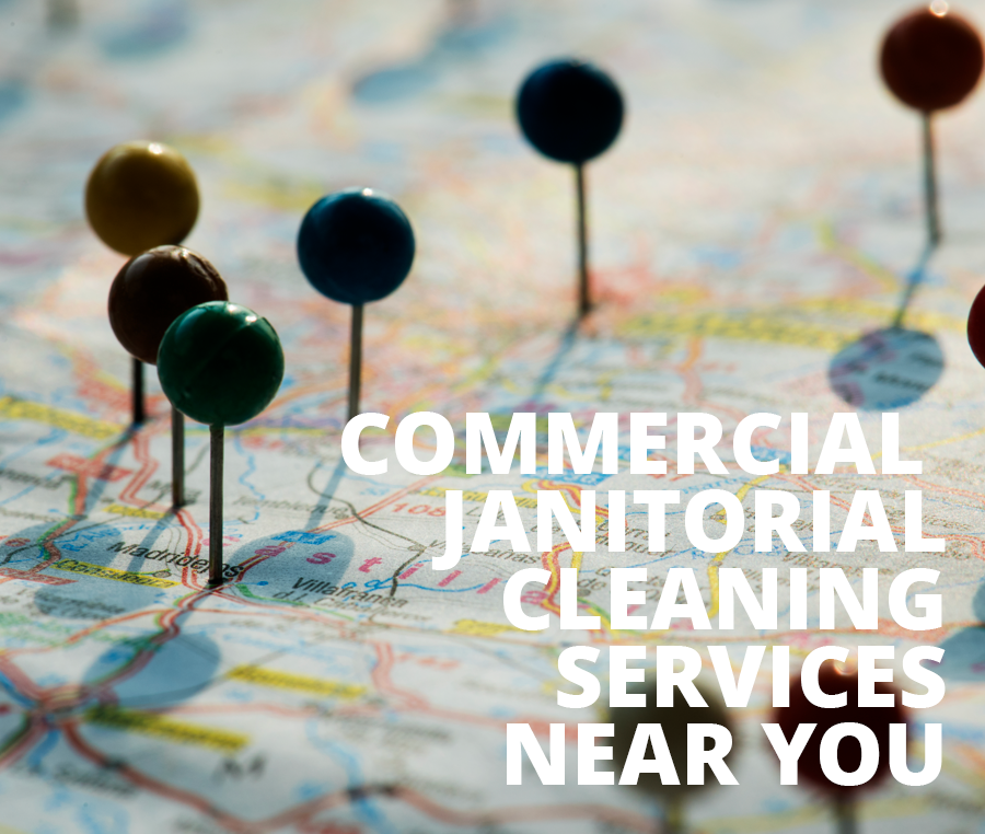 Push Pins on a Map Representing Local Janitorial Services